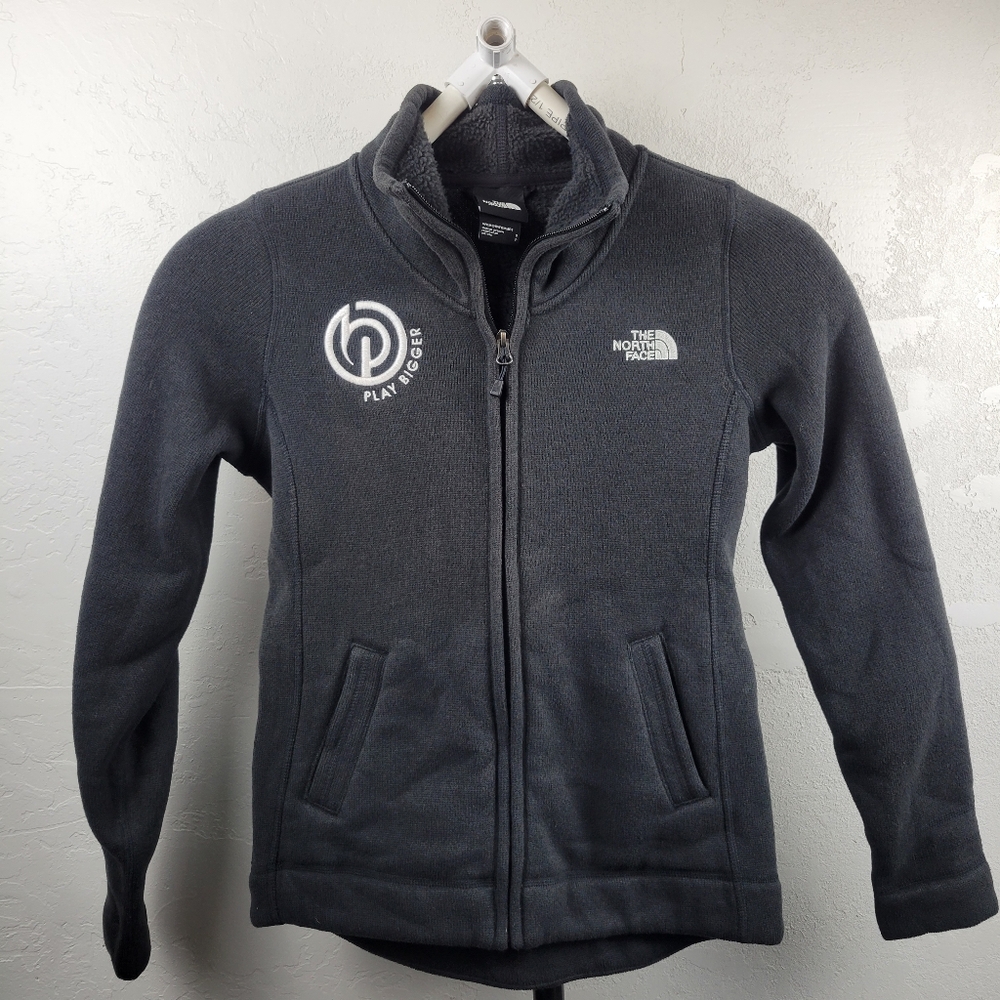 The North Face Dark Gray Full-Zip Fleece "Play Bigger" Logo Womens Size Small